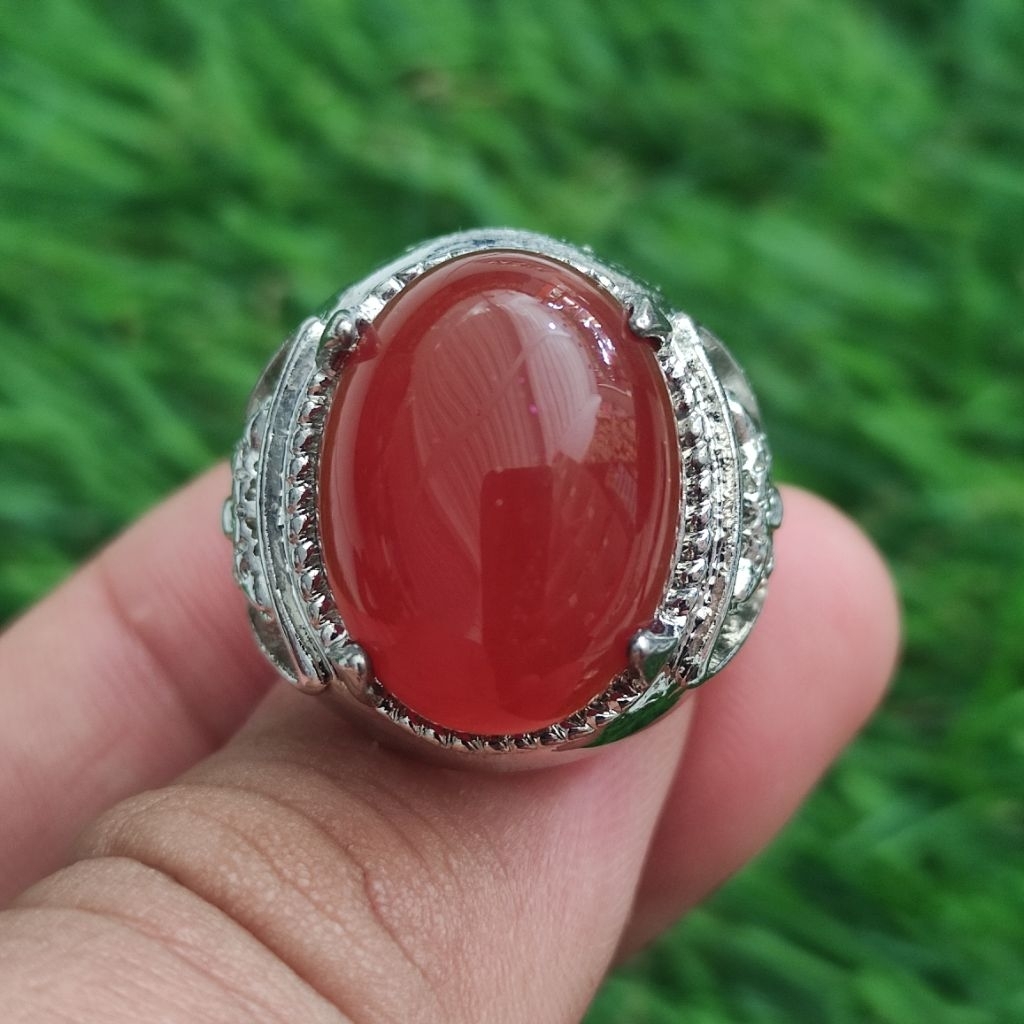 Cincin batu akik cempaka madu Grade A 100% garansi natural asli alam