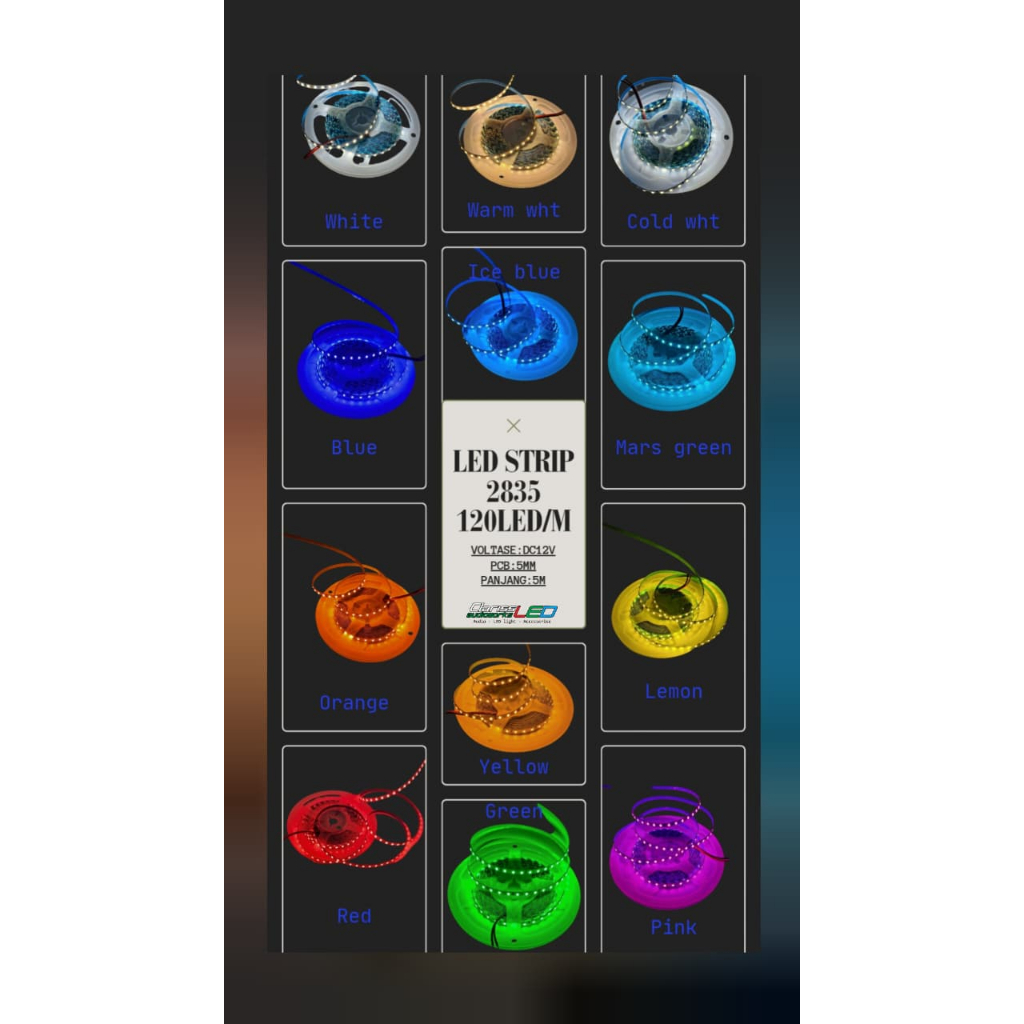 LED STRIP 2835 120LED/M PCB 5MM 12V 1ROLL PANJANG 5M