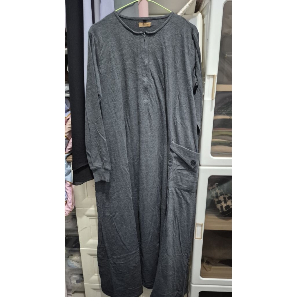 zanuba dress katun dark grey preloved s