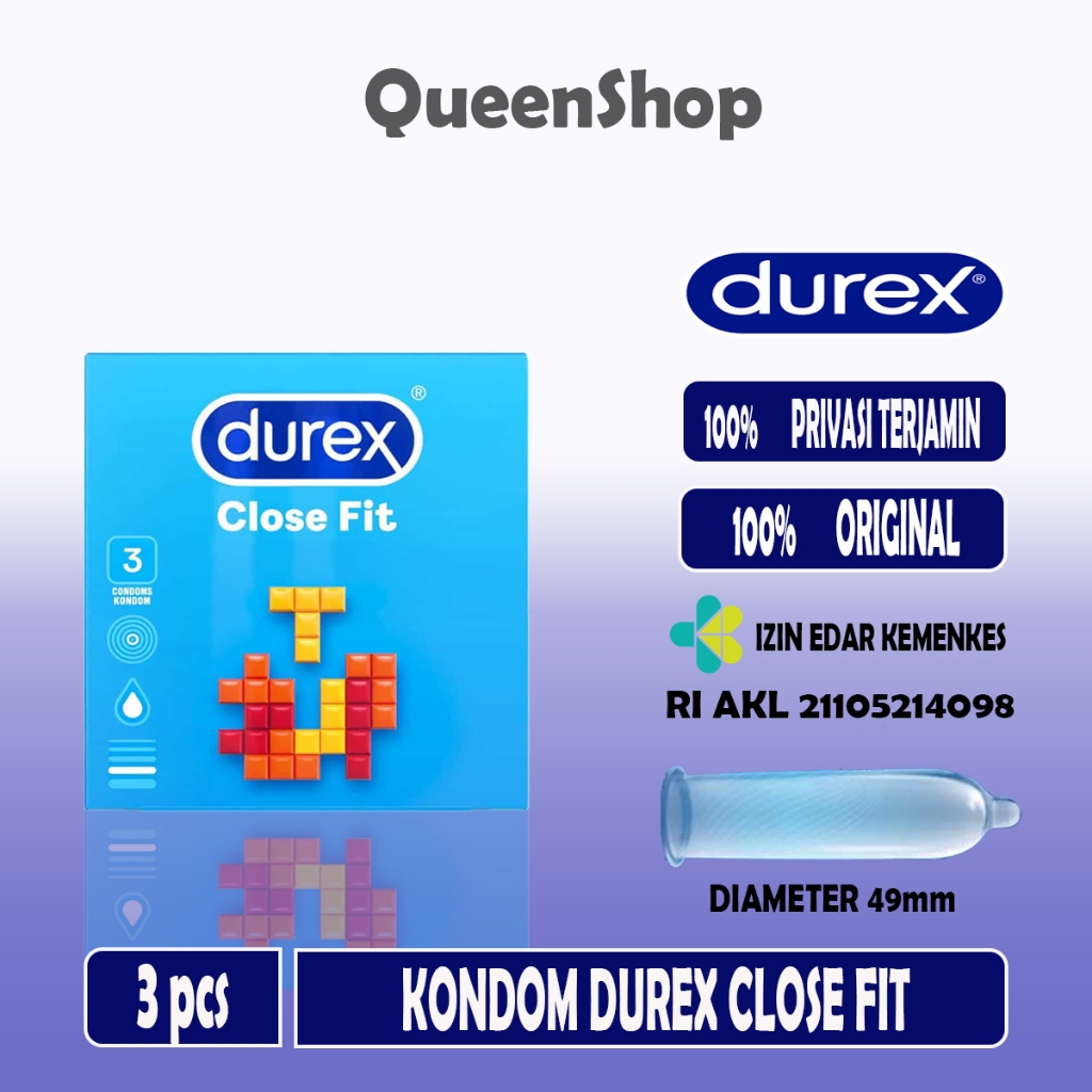 Durex Close Fit Kondom Slimfit Ukuran 49mm isi 3 pcs
