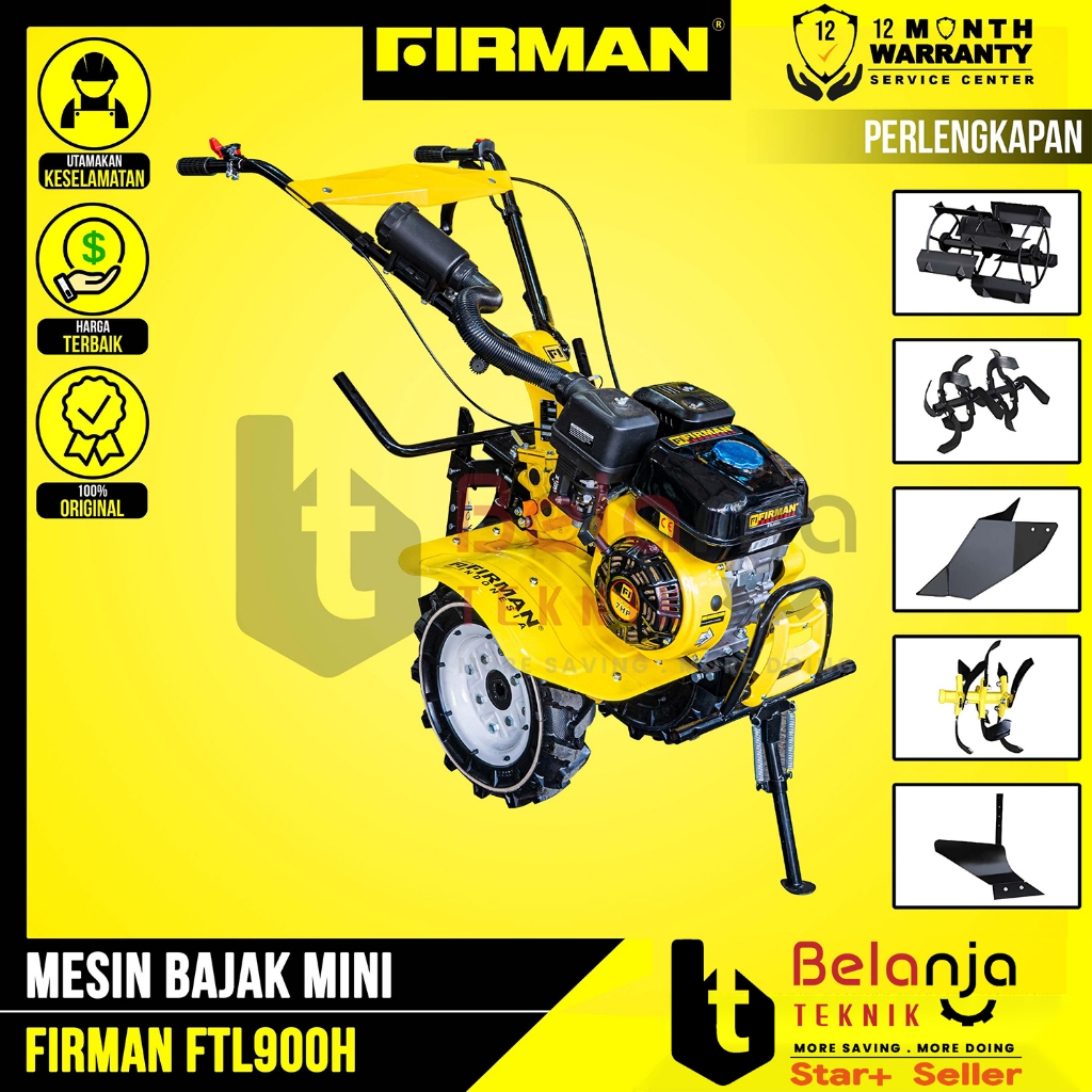 Mesin Traktor FIRMAN FTL900H TANGGUH Cultivator Tiller Tanah Kering Basah FTL900 Komplit FTL 900 H