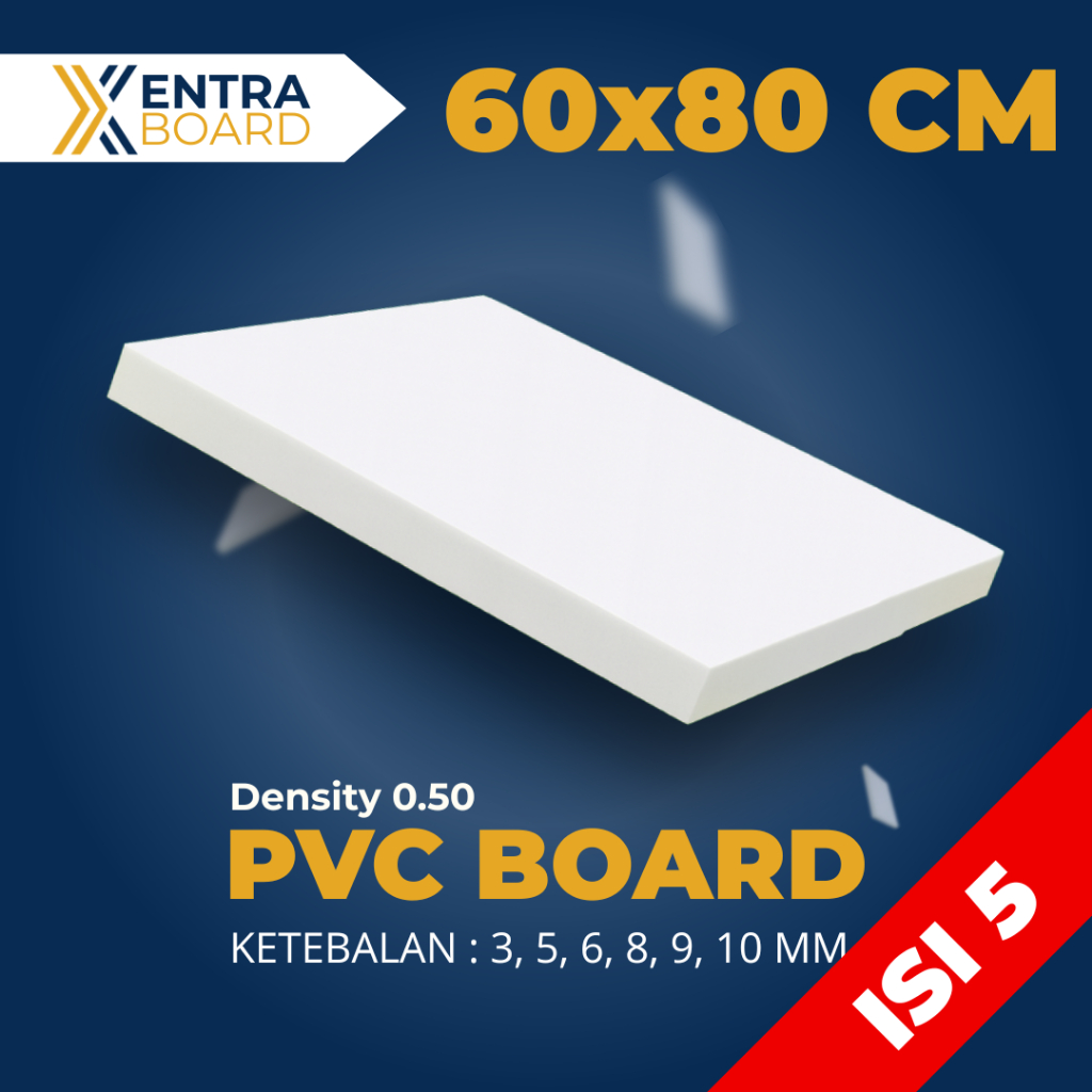 [PAKET 5 LEMBAR] Papan PVC | PVC Foam Board Putih 60 x 80 cm | Tebal 3mm/5mm/6mm/8mm/9mm/10mm | Anti