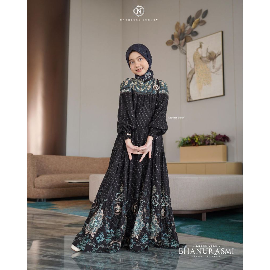 BHANURASMI DRESS KIDS SARIMBIT LEBARAN 2026 TERBARU NADHEERA LUXURY•GAMIS ANAK CANTIK•BISA COD
