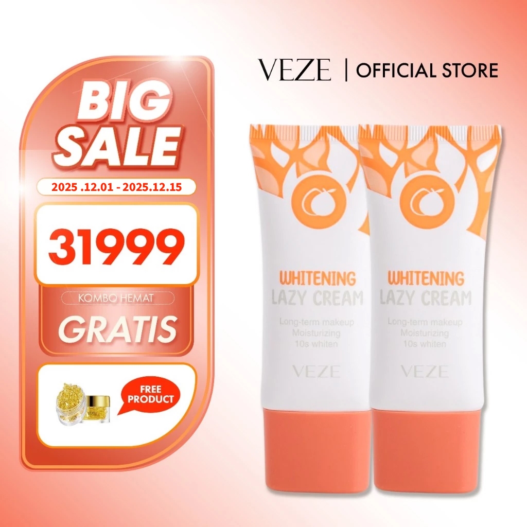 [BPOM]- VEZE Gluta Whitening Lazy Cream Krim Siang Pemutih Wajah Niacinamide Day Cream 30g