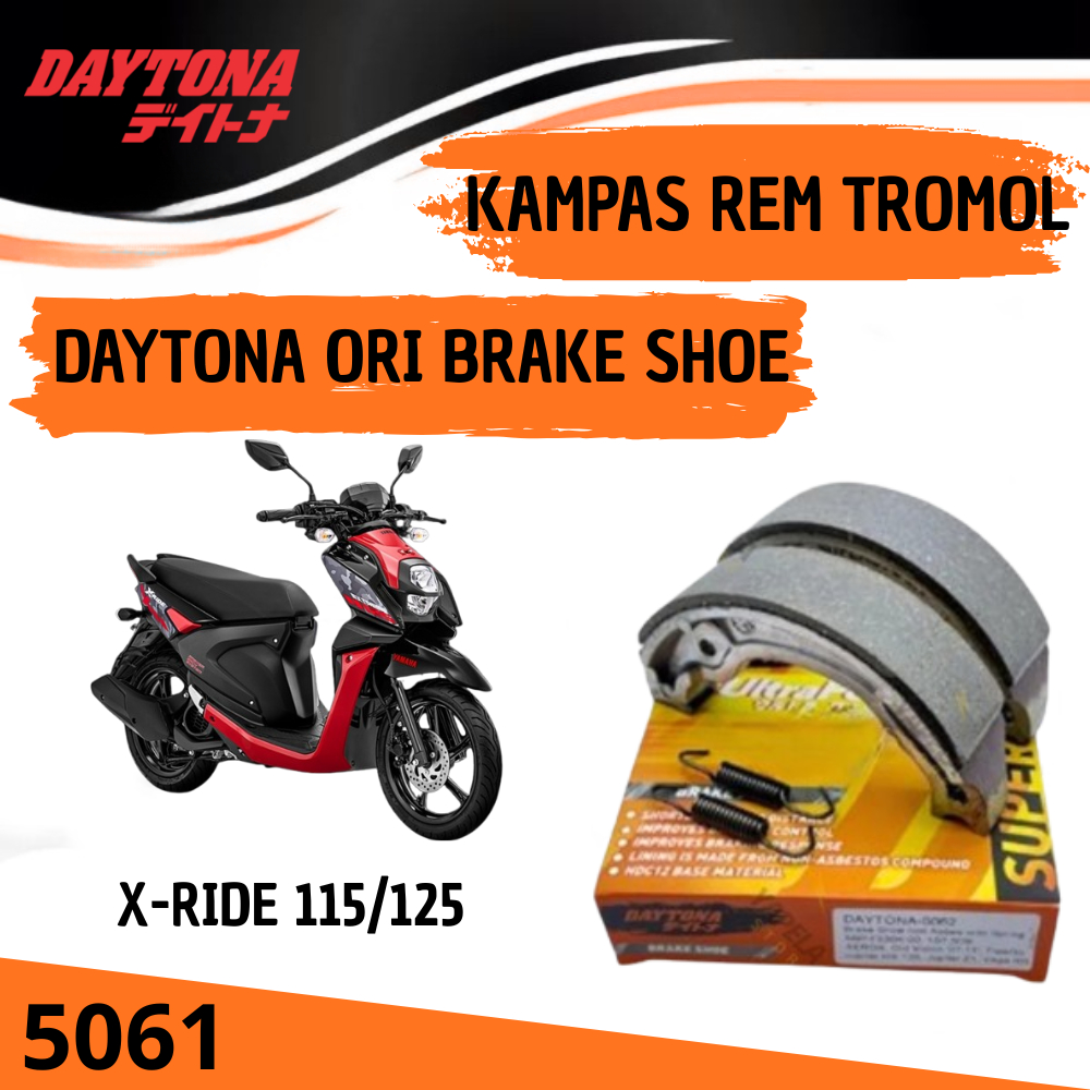 KAMPAS REM TROMOL BELAKANG DAYTONA X-RIDE 115/125 ORI BRAKE SHOE 5061
