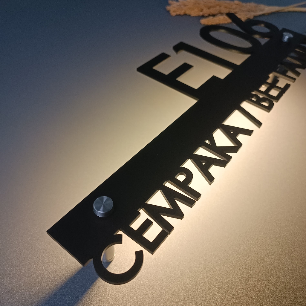 Nomor Rumah Akrilik Hitam Doff Nomer Rumah Acrylic LED Papan Nomor Custom panjang 60 cm