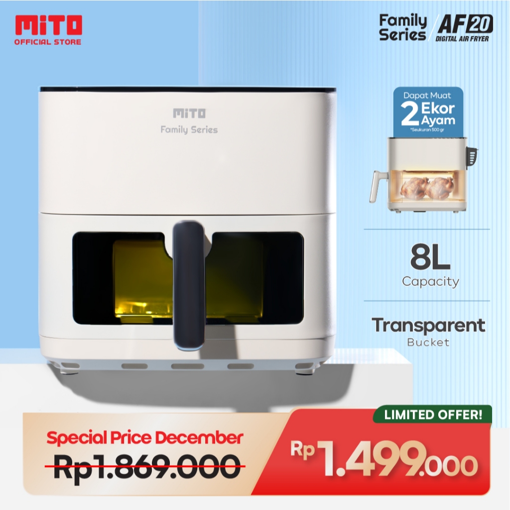 MITO Air Fryer Family Series AF20 8L Digital Low Watt
