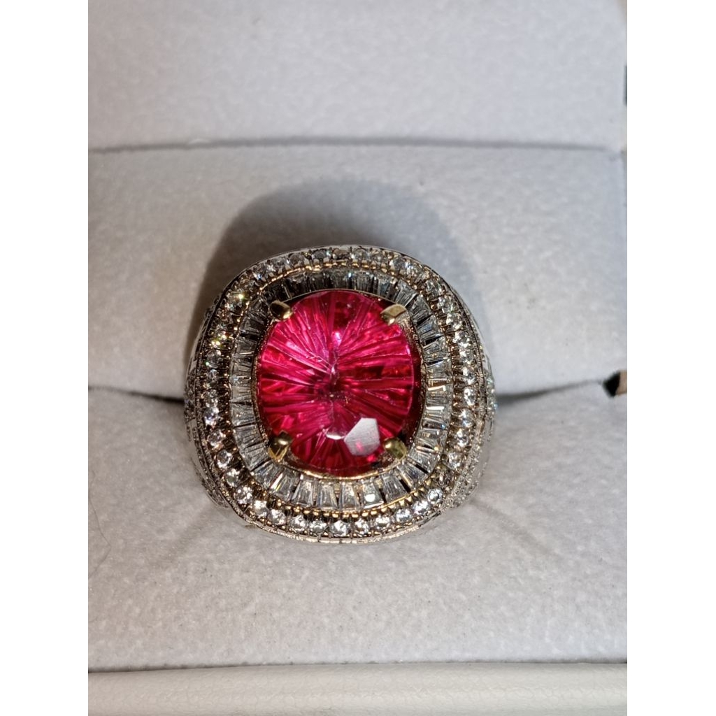 Batu permata Red Topaz + Memo