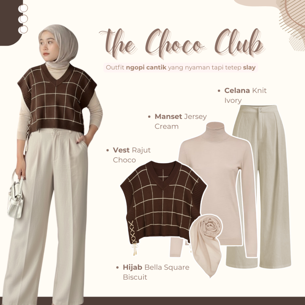 One Set Hijab Remaja Casual ( Jenna Vest Crop Rajut - Manset - Celana - Hijab ) Korean Style - LN221