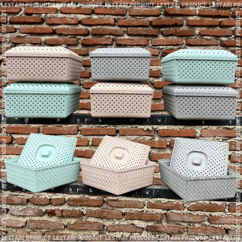 [6 pcs] Wakul Nasi Anyam Kotak Dengan Tutup | Wadah Berkat Hajatan Souvenir Besek Plastik Hampers Mu