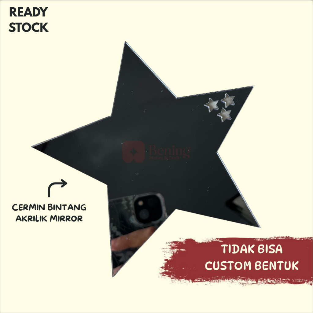 CERMIN AKRILIK MIRROR SILVER BENTUK BINTANG / STAR SHAPE MIRROR