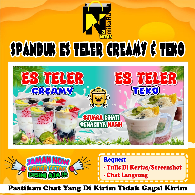 Banner Es Teler Creamy Flexi Cina Custom COD / Es teler es teller teko bisa custom
