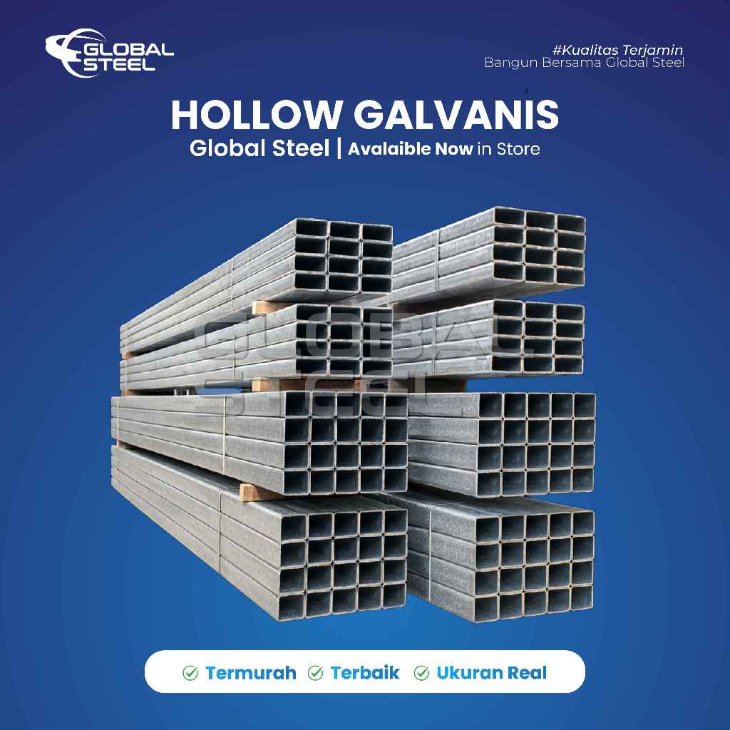 Hollow Galvanis Kotak 100 x 100 / Galvanis Panjang 6 m / Galvanis Anti Karat & Kokoh