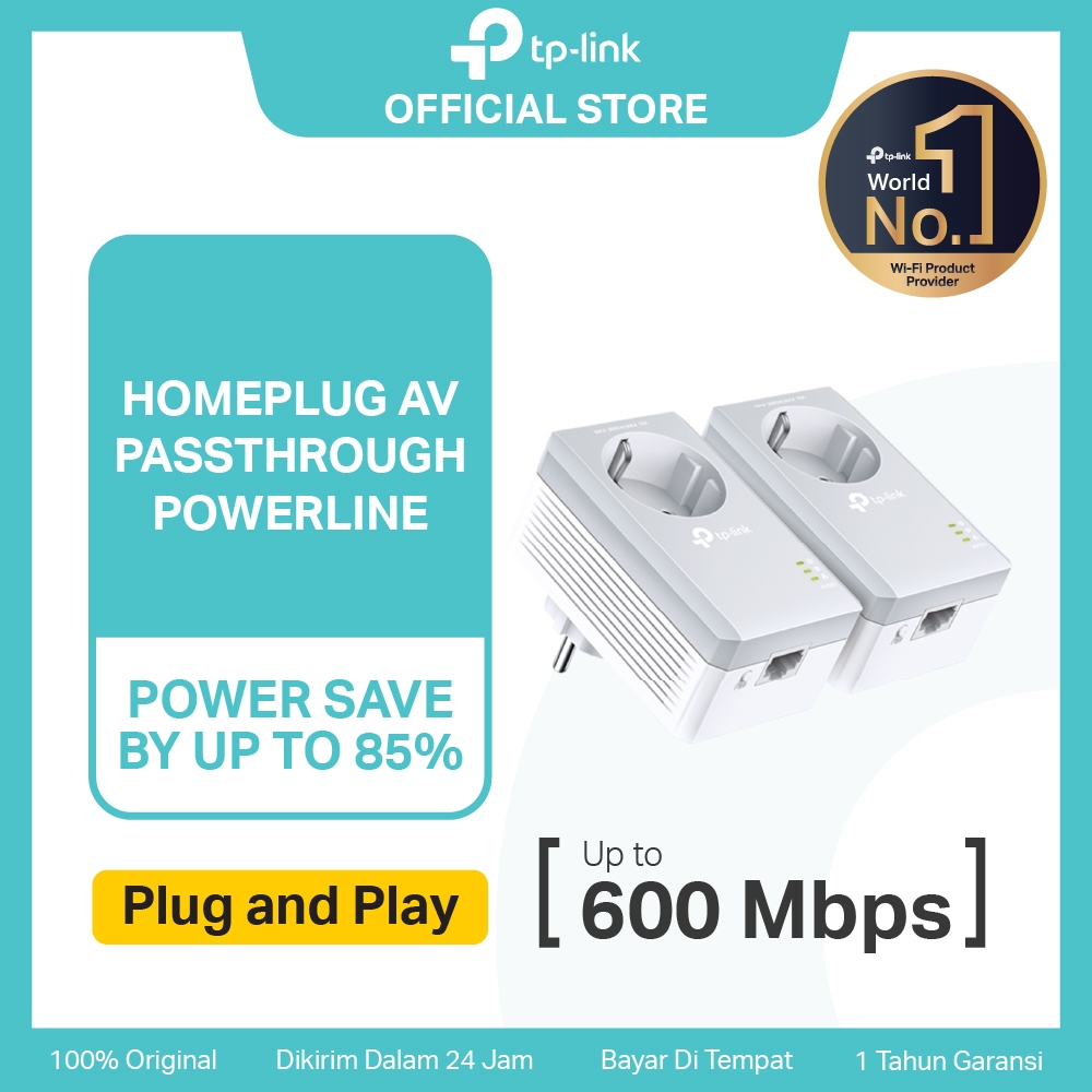 TP-LINK TL-PA4010P KIT AV600 Passthrough Powerline Starter Kit PA4010P