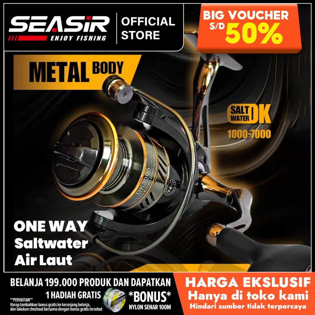 RyobiSeasir x SeaHunter DK1000-7000 Reel Pancing Full Besi Semua Logam Memutar Gulungan Pancing 1000