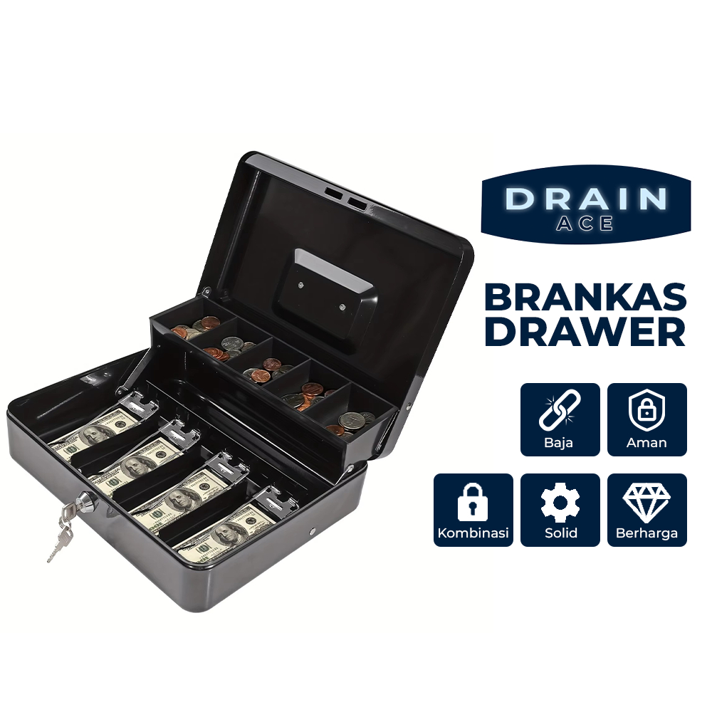Kotak Uang Drawer Kasir Portable Coin Ukuran Besar Toko Minimarket Retail