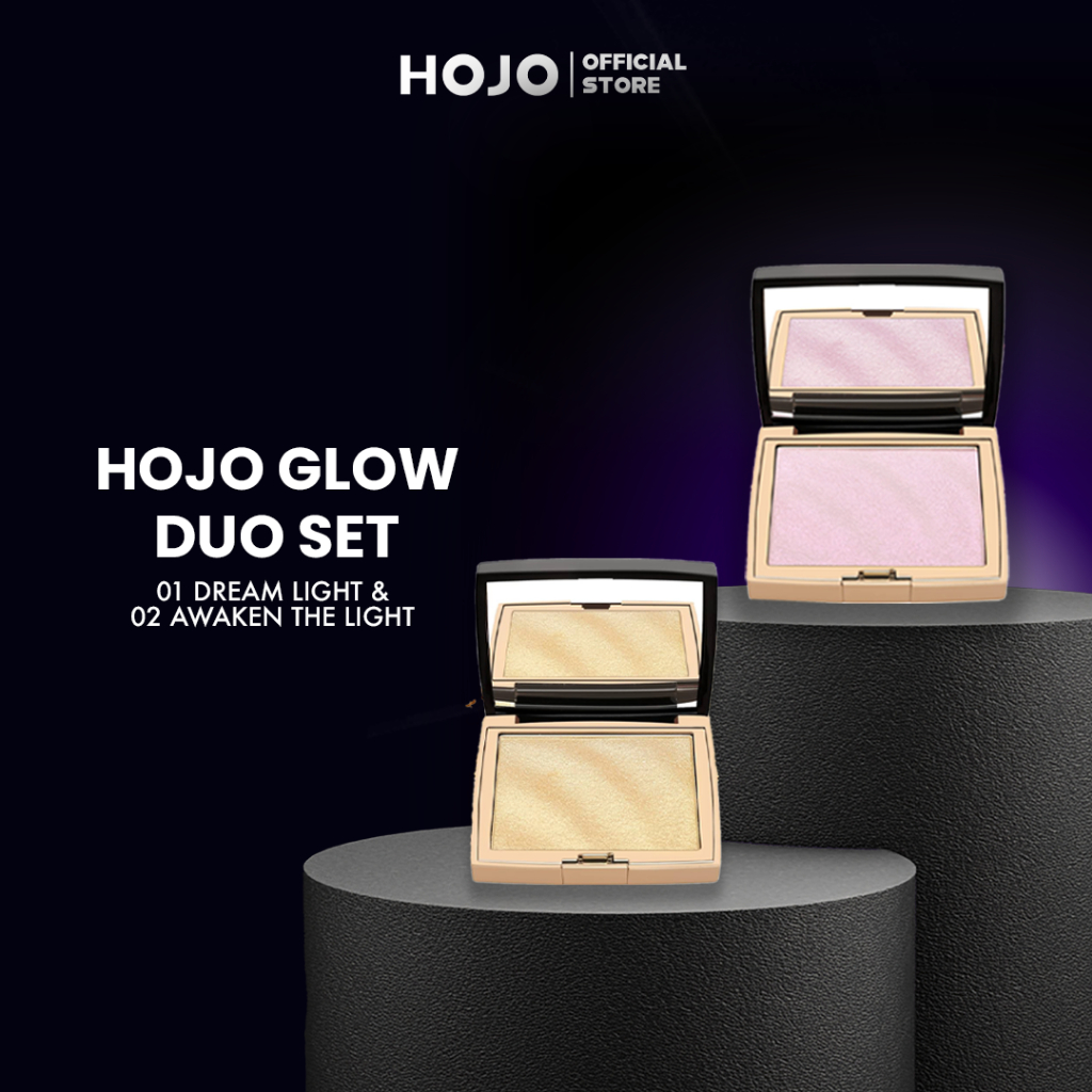HOJO GLOW DUO SET | Pink & Gold |HOJO Highlighter Palette | Waterproof Highlighter Glitter Makeup | 