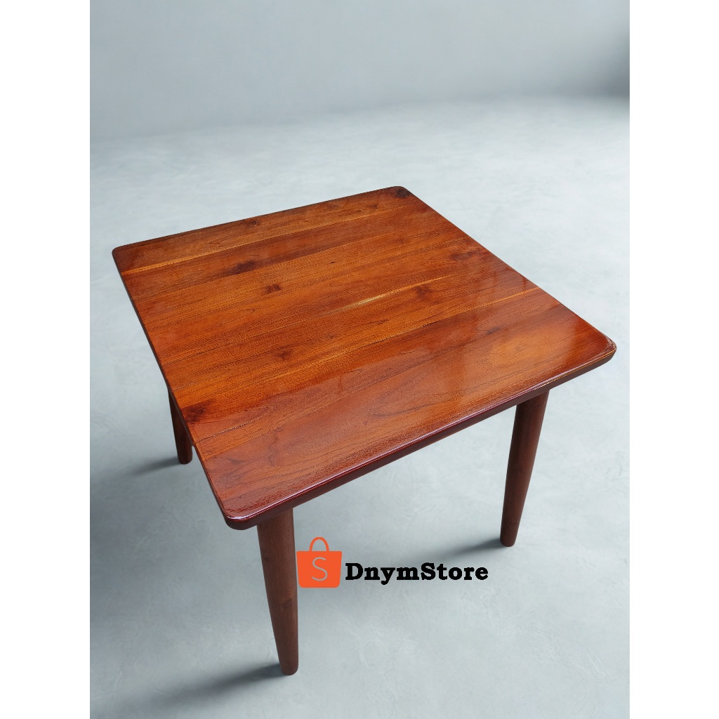 Meja Makan Scandinavian Kayu Jati | Meja Cafe Kayu Jati Size 80 x 80cm