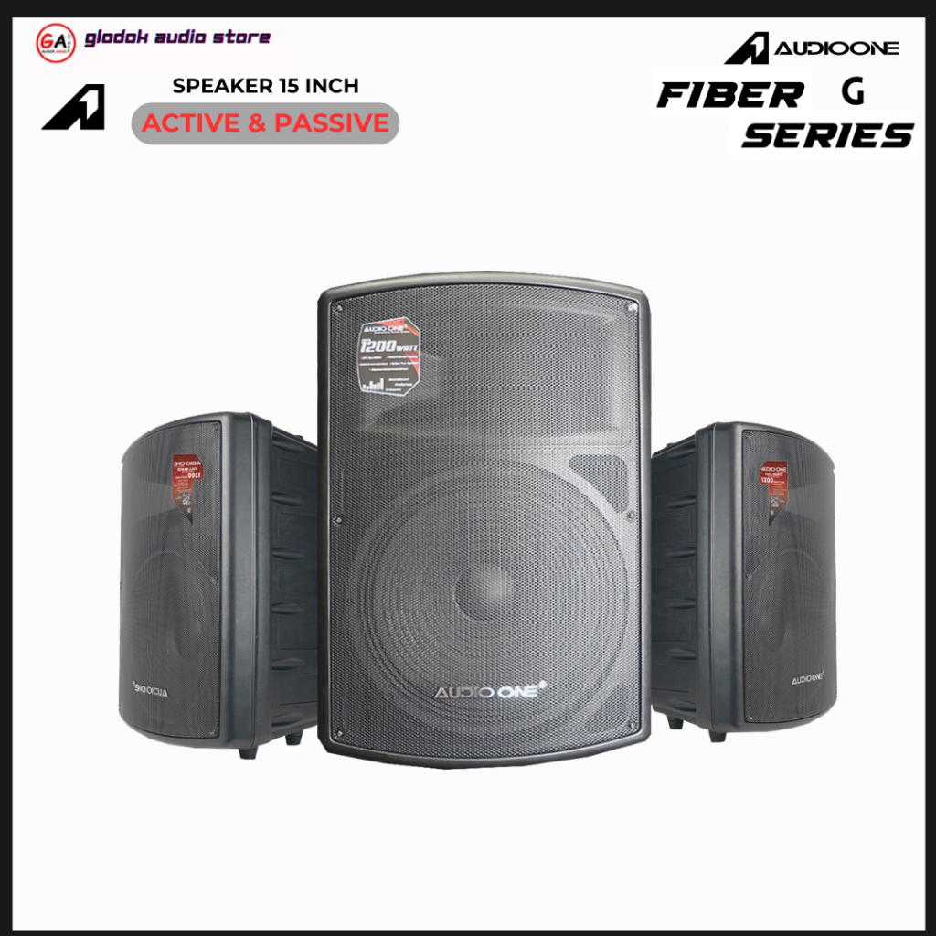 Speaker Aktif Pasif 12 / 15 Inch AUDIO ONE Fiber Bluetooth USB Monitor Original | GA