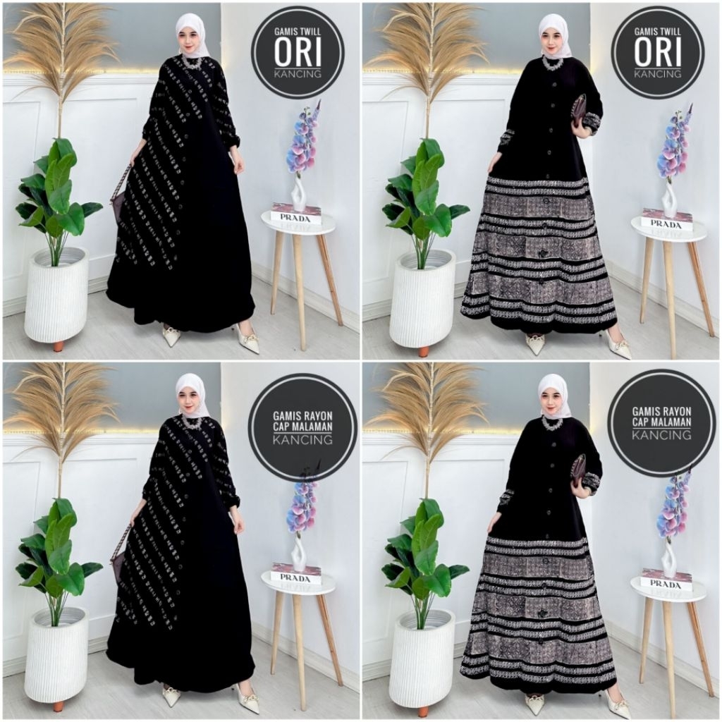(BEST SELLER) || Gamis Twill Ori & Rayon Premium || Cap Malaman || Kancing (Busui Friendly) || by Al