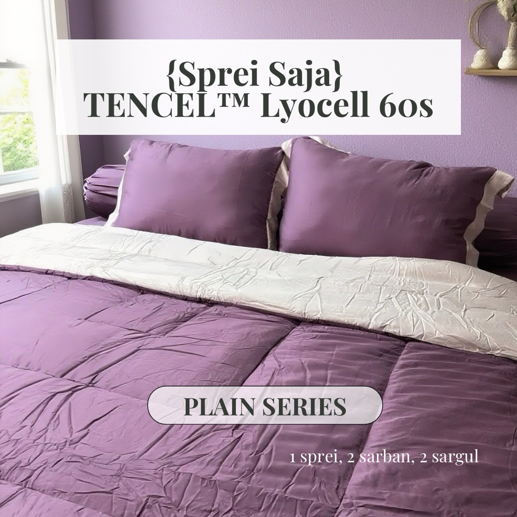 FORTUNA INDAH SPREI - {PLAIN SERIES} Sprei Saja Polos Frame Kombinasi TENCEL™ Lyocell 60s Berbagai U