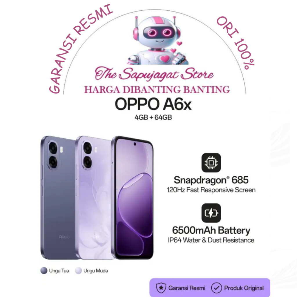 Oppo A6X 4/64 New Garansi Resmi Promo Bandung