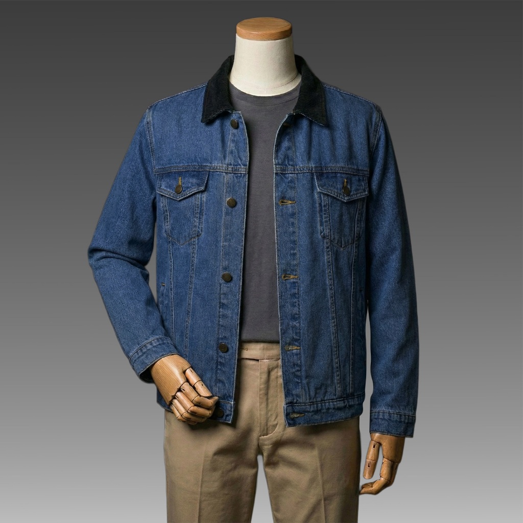 JB - Jacket Denim Corduroy Bio Wash - Jaket Trucker Jeans Pria