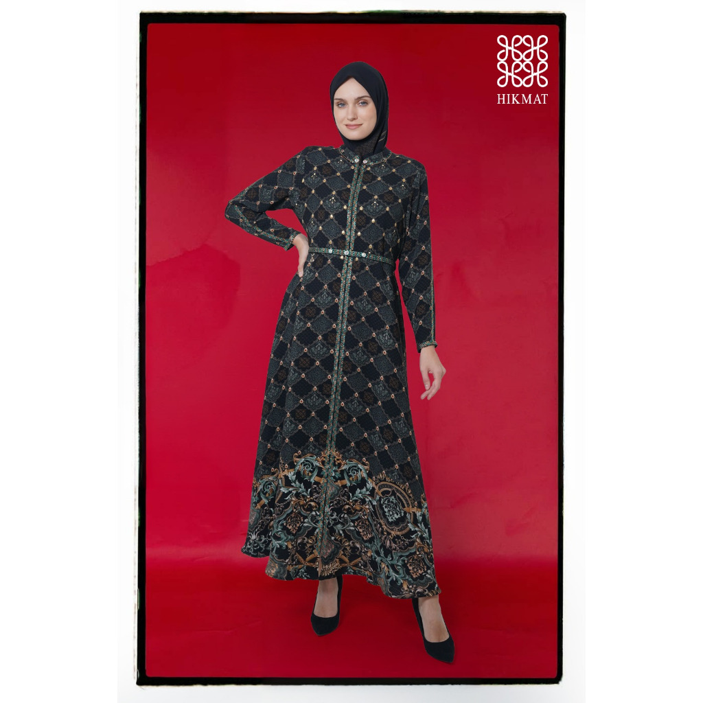 HIKMAT FASHION New Arrival A3027 Green & Purple Abaya Muslim Wanita Gamis Dress