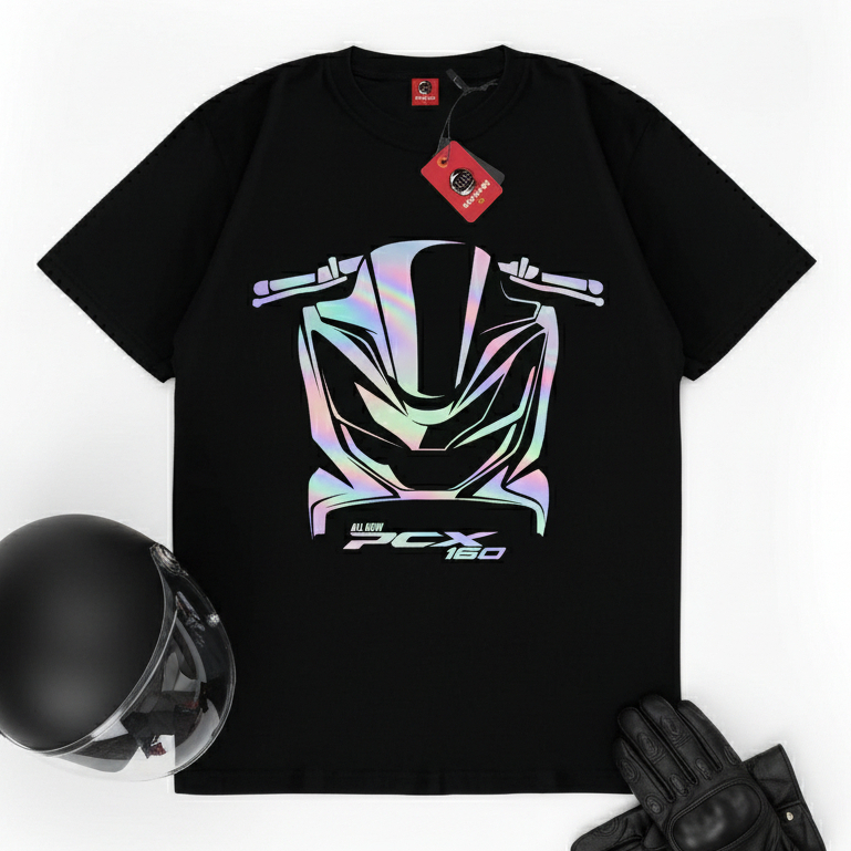 SAKAZUKI Kaos Distro Unisex Honda All New PCX 160 T-Shirt Siluet Gambar Motor Otomotif
