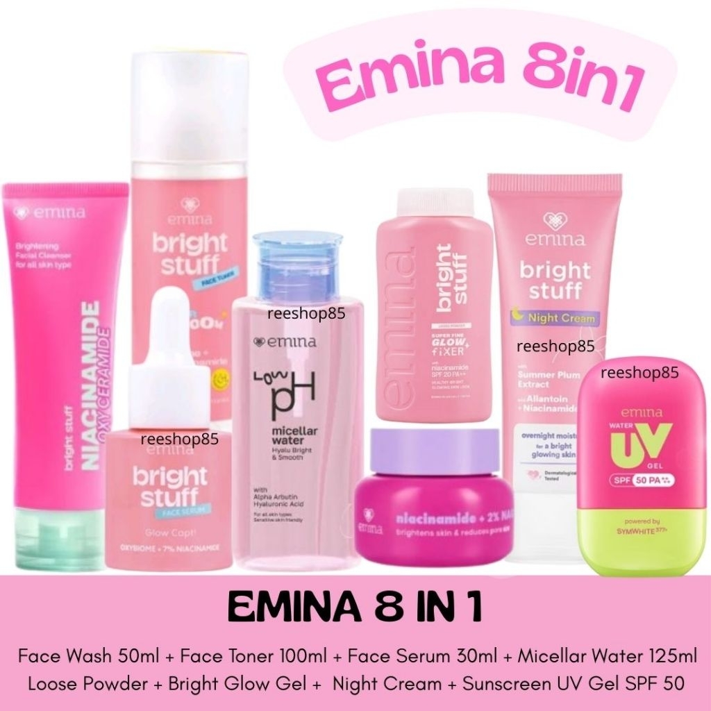 [8in1] EMINA Bright Stuff Series 1 Paket Lengkap isi 8pcs Skincare Emina 1 Set