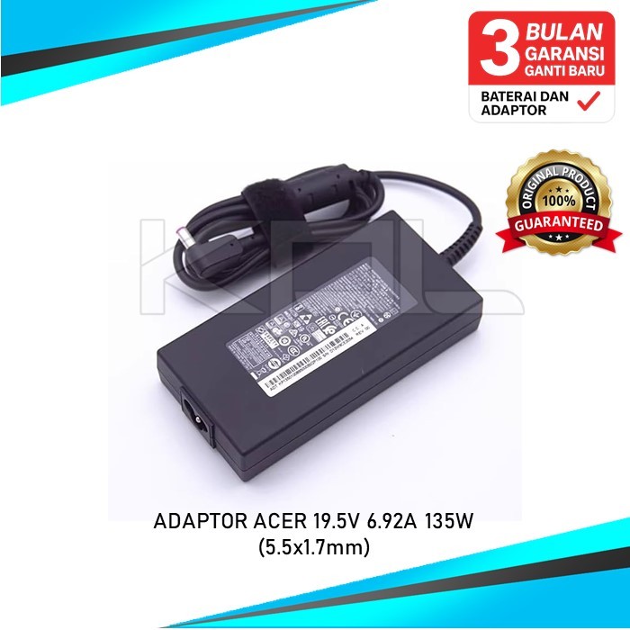 ADAPTOR ACER Nitro 5 Ryzen 7 AN515-44 AN515-52 AN515-54 19V 6.92A 5.5X1.7MM