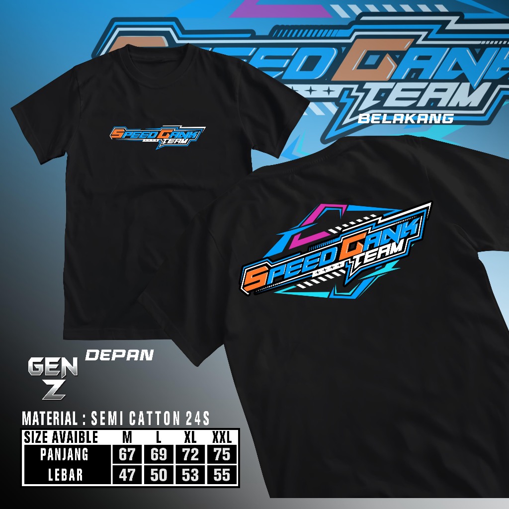 Kaos Racing Motif Speed Gank Team Kaos Unisex Kaos Pria Wanita