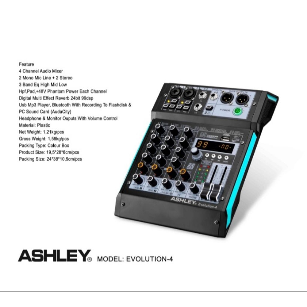 mixer ashley evolution 4 4 Channel Audio Mixer 2 Mono Mic