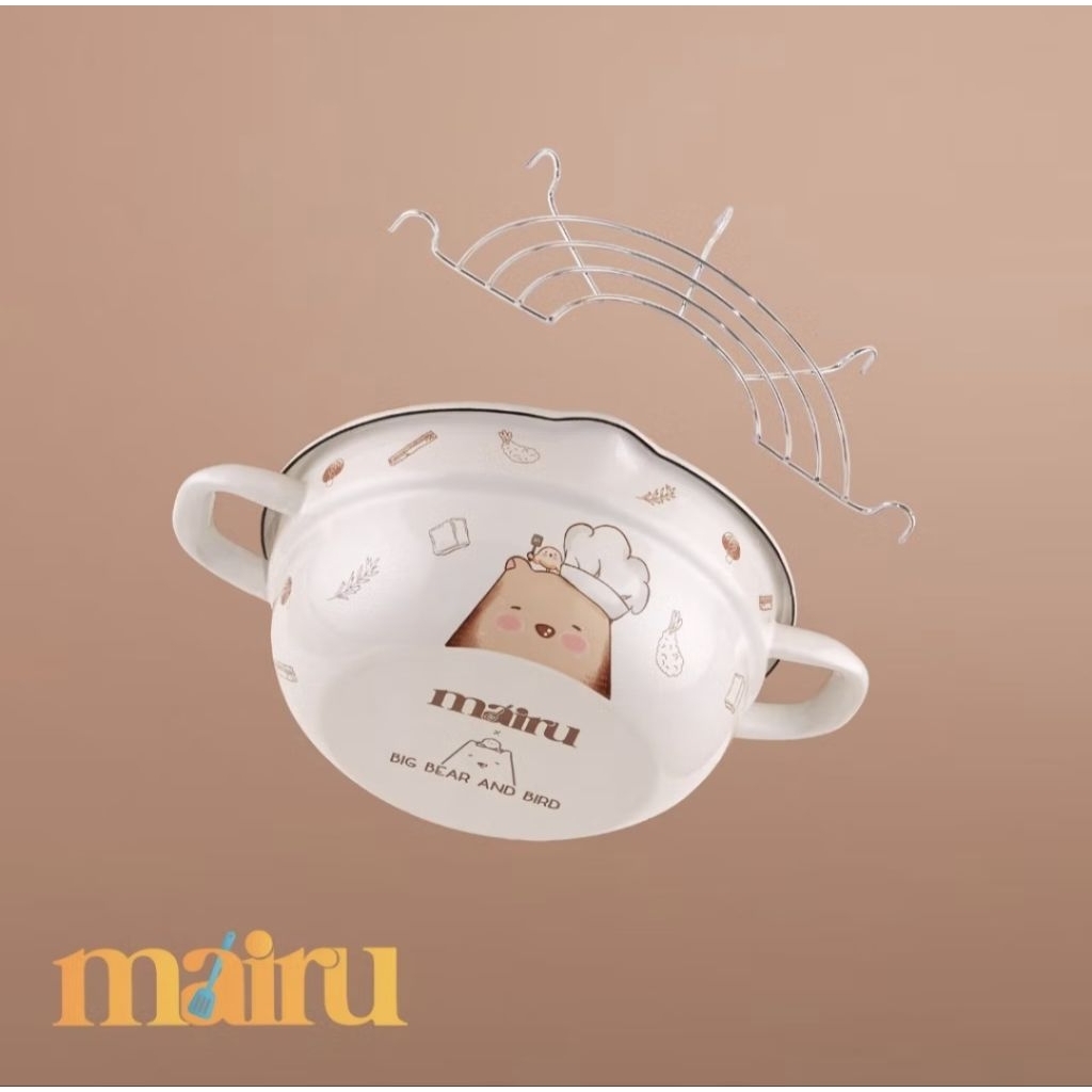 Panci Enamel Tempura Nabe MAIRU X BIG BEAR & BIRD