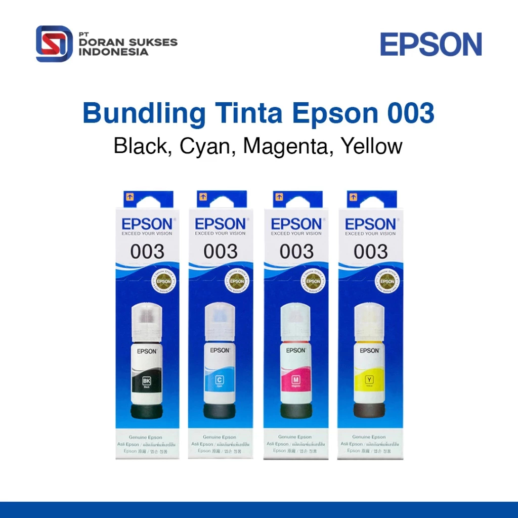 PAKET Bundling Tinta Printer Refill Isi Ulang Epson 003 CMYK - Original