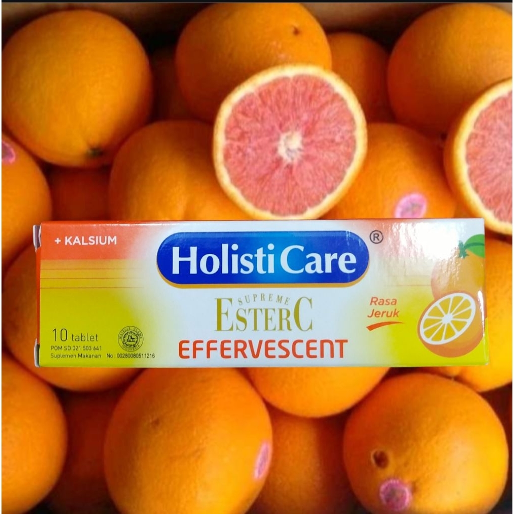 ESTER C EFFERVESCENT HOLISTI CARE Rasa jeruk, Blackcurrant dan Mangga isi 10 tablet