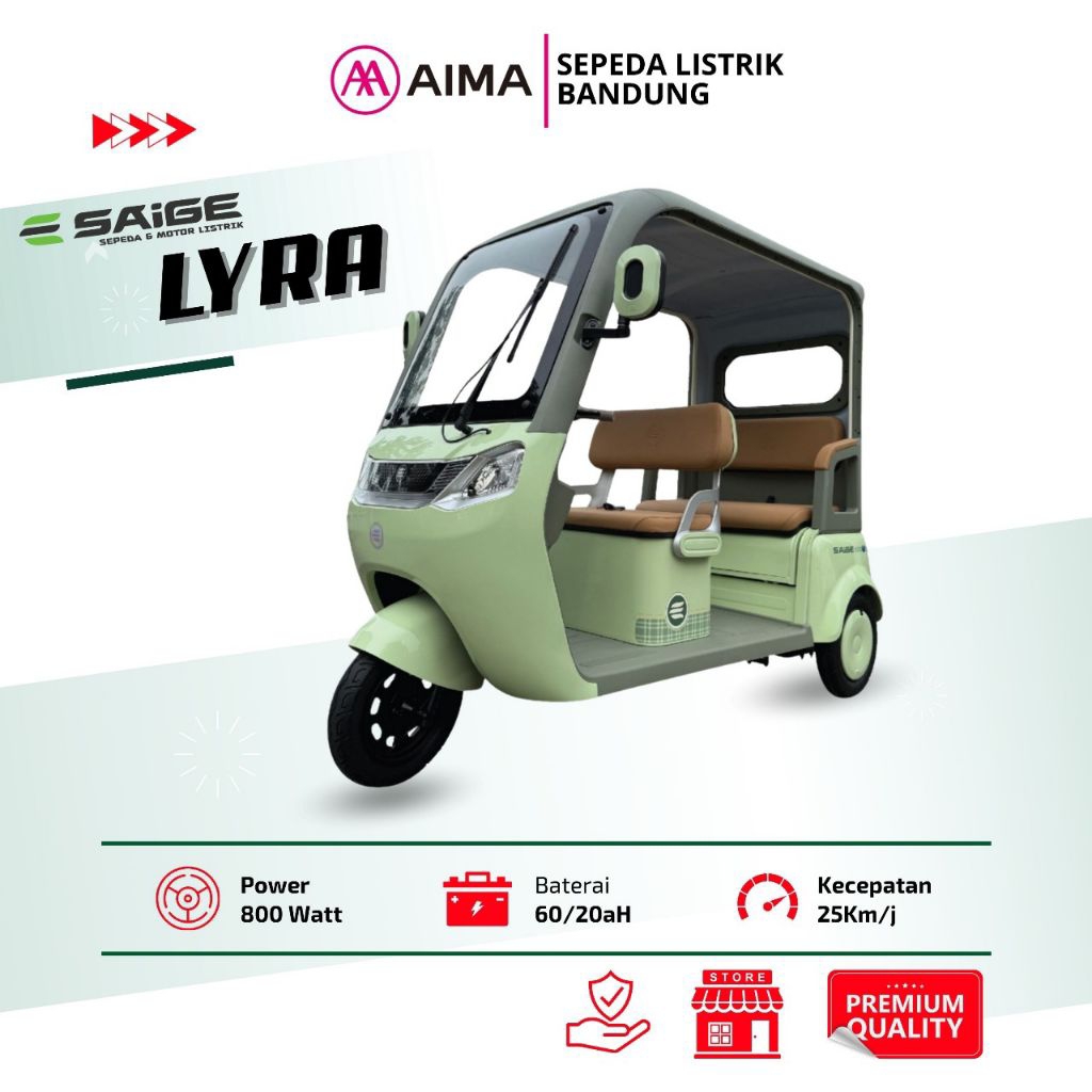 SEPEDA LISTRIK SAIGE LYRA RODA 3 SEPERTI MOBIL