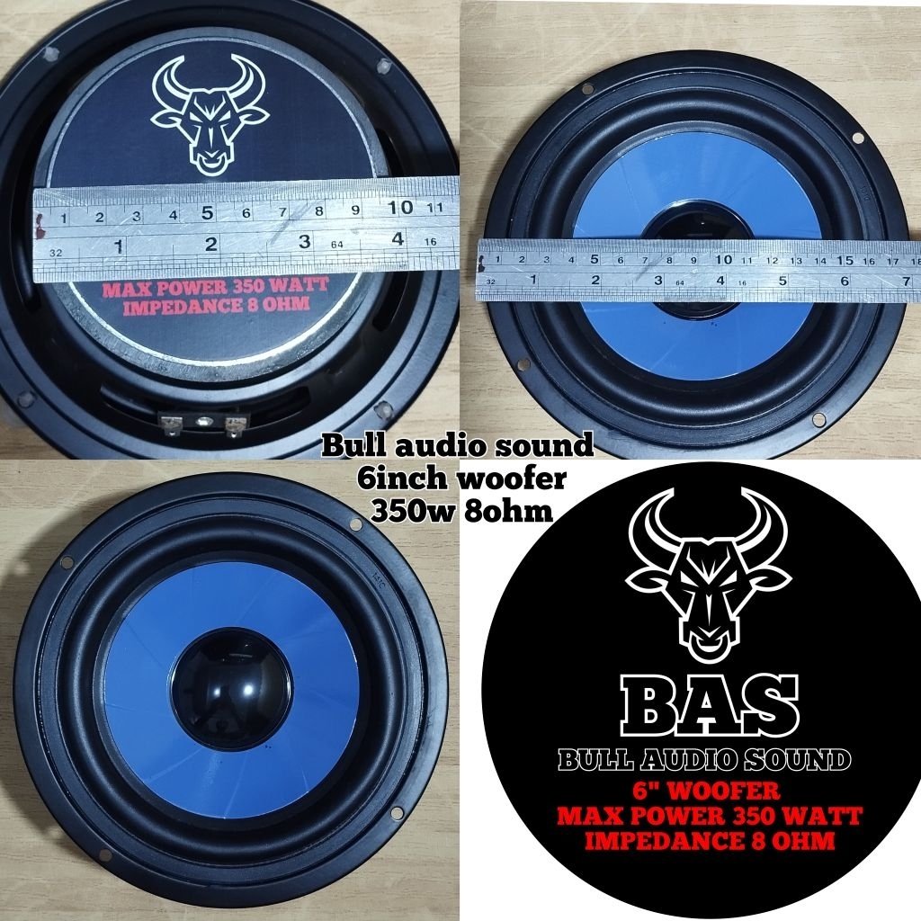 BAS bull audio sound speaker komponen 6 inch woofer 350w 8ohm magnet besar dan tebal lebih bertenaga