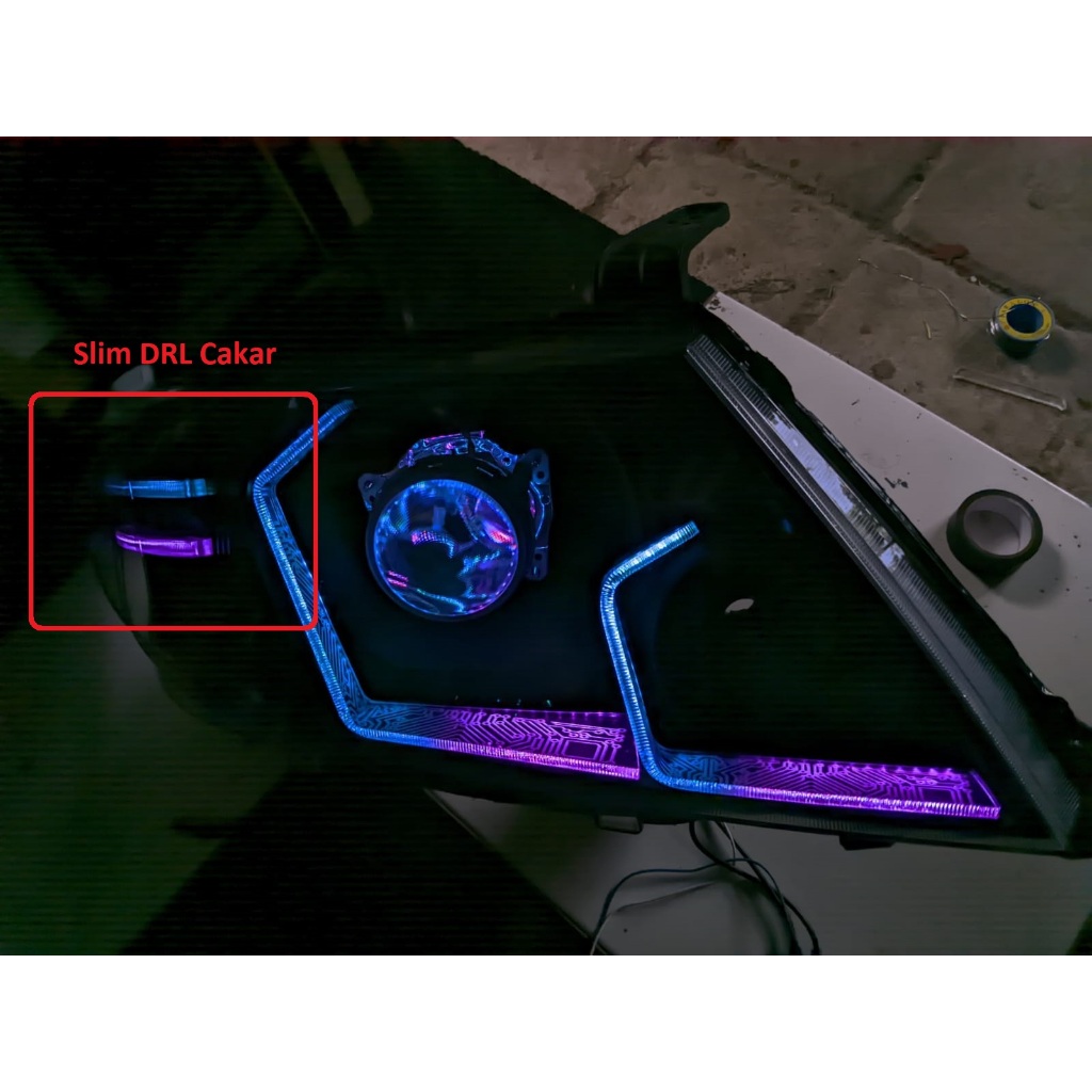 Slim Cakar Frame DRL Lampu Headlamp Running Sein LED RGB Lampu Depan Mobil Panther Grand Touring