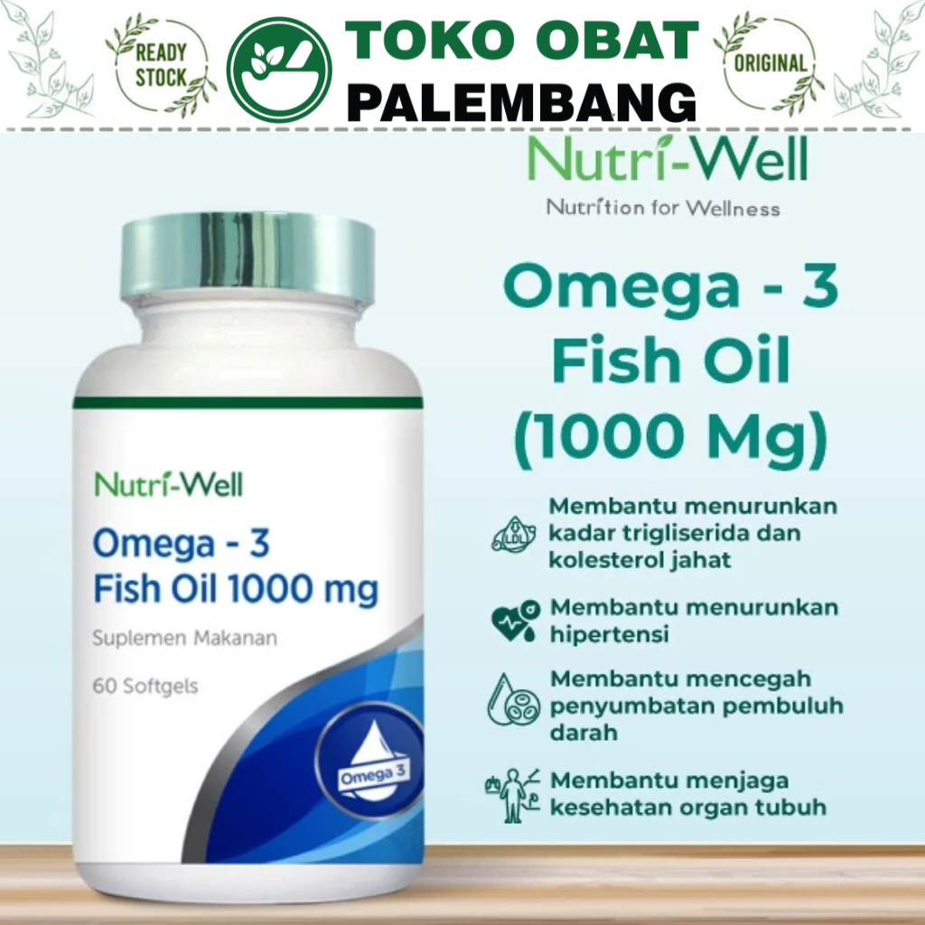 NUTRIWELL OMEGA 3 FISH OIL 1000MG 60 SOFTGELS BPOM NUTRI-WELL OMEGA – 3 MINYAK IKAN