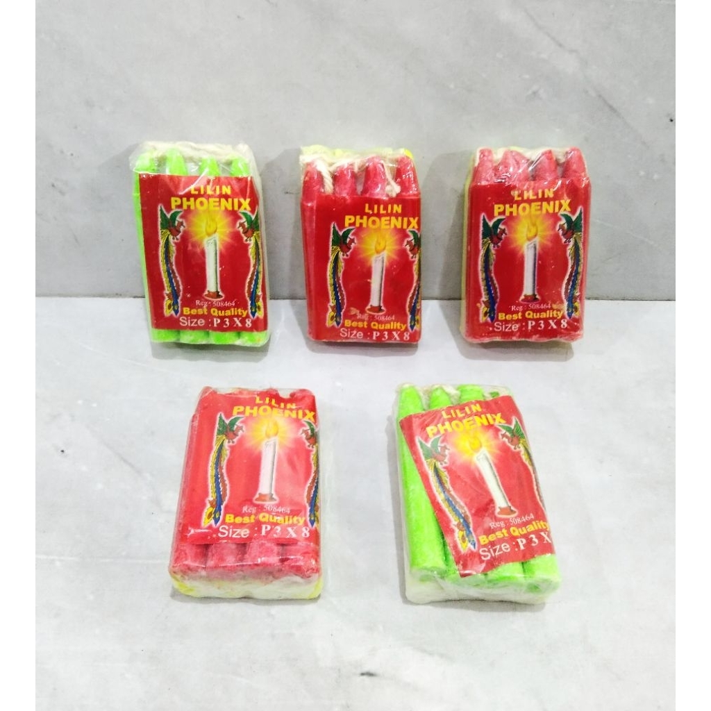 LILIN WARNA KECIL PHOENIX ISI 8 PCS / LILIN NATAL KECIL WARNA WARNI