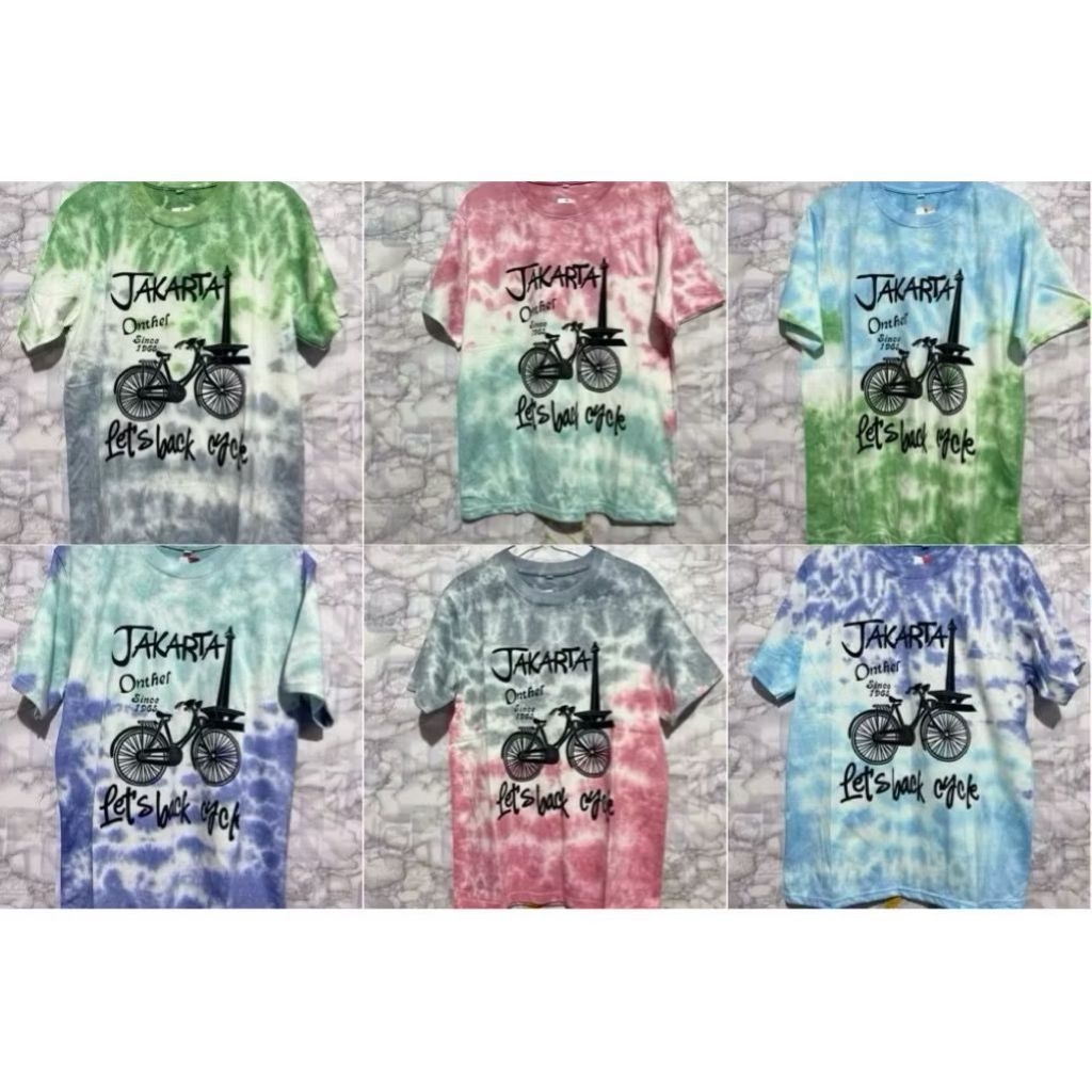 Kaos Tie Dye DIY Atasan Remaja Dewasa Jakarta Monas Onthel Monas