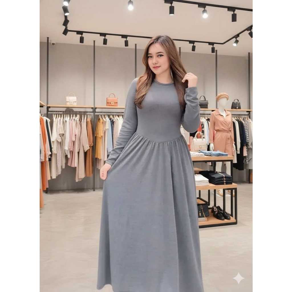 Dress Wanita Askia Knit Gamis Midi Elegan 2025