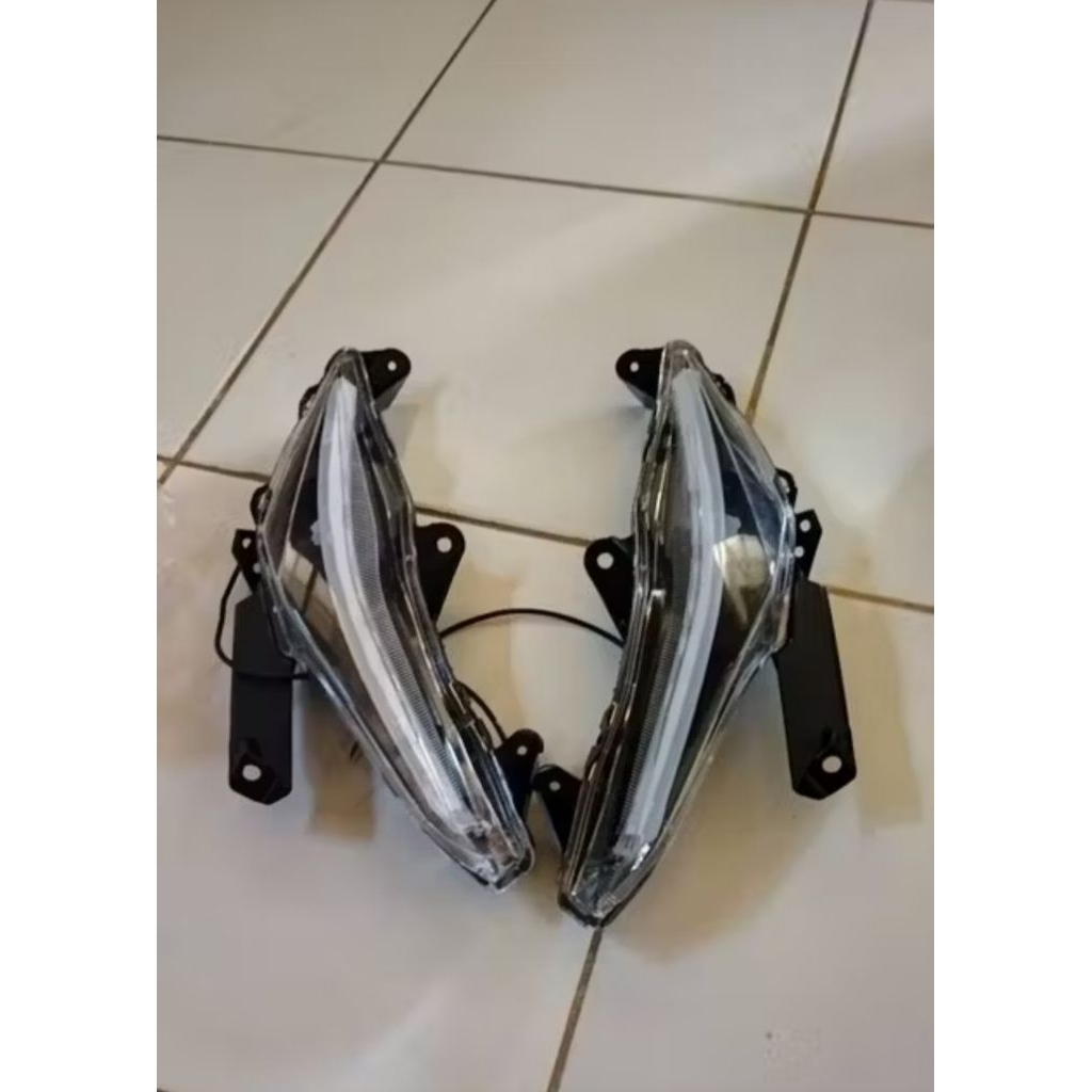 Satu Pasang Lampu Sen Reteng Depan Beat ESP 2016-2019 Plus Lampu Alis Running Biru Kuning