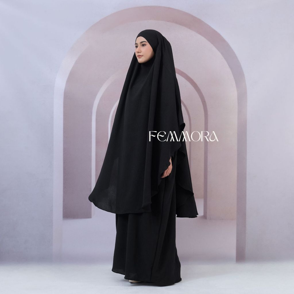 Mecca Abaya Set (Abaya Syari Set Bergo Umroh Crinkle Premium )