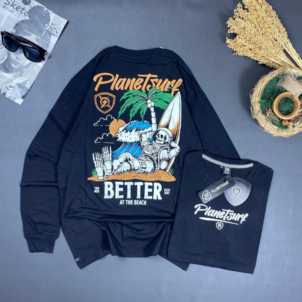 Planet Surf Longsleeve Kaos BM Super Premium Lengan Panjang Unisex Size M L XL