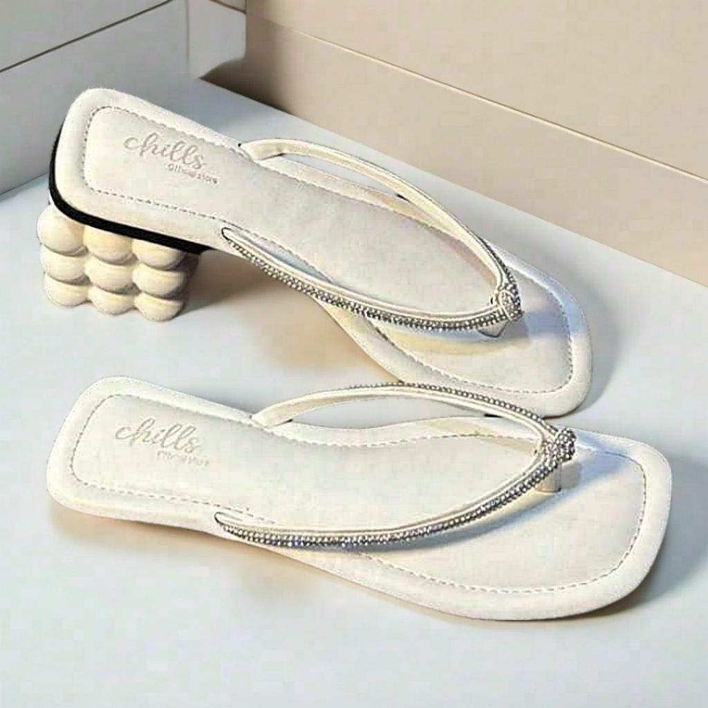 Chills Zara Sandal Jepit Flat Wanita Casual Elegan Variasi Mutiara Solkaret Antislip Empuk Fullbusa