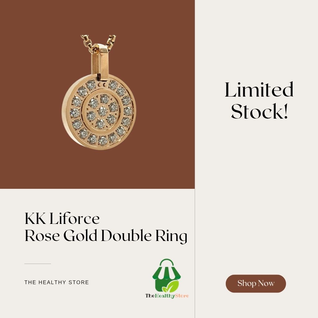 KK Liforce Rose Gold Double Ring Diamond – Kalung Kesehatan Crystal Energi Skalar Asli USA | Elegan,