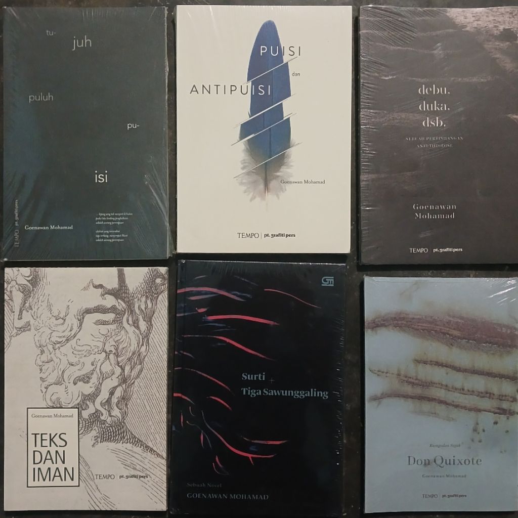 Buku Goenawan Mohamad: Tujuh Puluh Puisi, Puisi Anti Puisi, Debu Duka Dsb, Teks  dan Iman, Surti dan