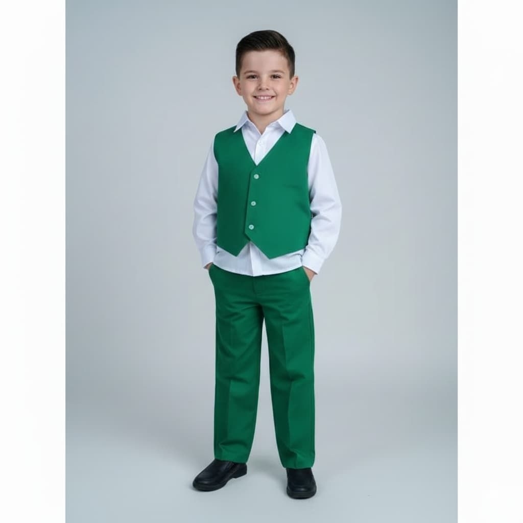 BAJU TK NASIONAL ROMPI NYATU / SERAGAM SEKOLAH TK LAKI LAKI PUTIH-HIJAU BAHAN KATUN PREMIUM